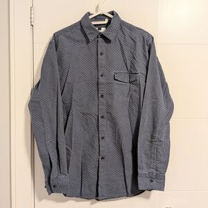 Topman Navy Checkered Button Down Shirt